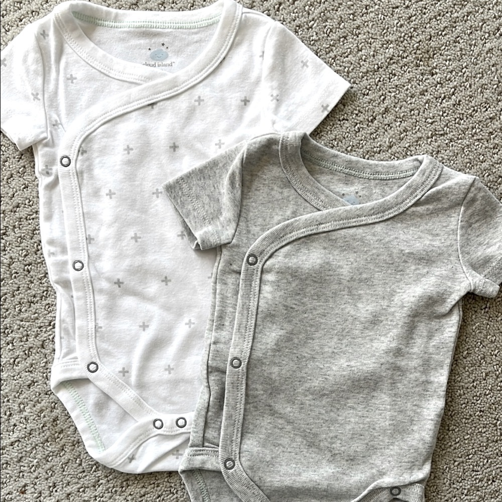 Cloud Island White and Gray Baby Bodysuit Set